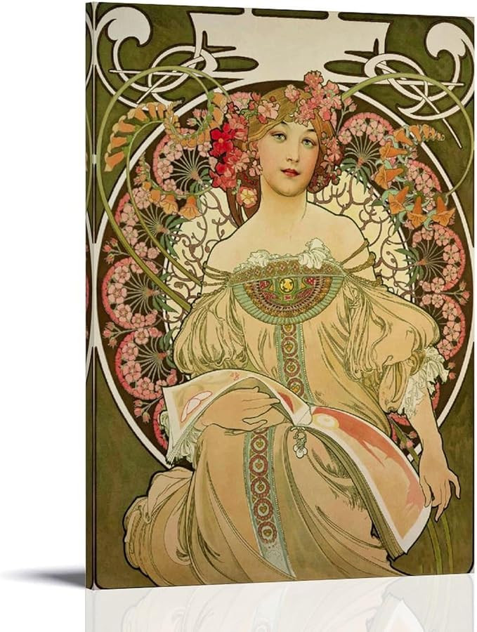 Alphonse Mucha Wall Art Prints Paintings Poster Daydream Wall Art Aesthetic Canvas Painting Pictu... | Amazon (US)