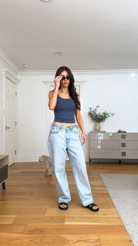 Casual outfit loose jeans #tank top #target #abercrombie #summeroutfit #summerstyle #abercrombiejeans 

#LTKFindsUnder50 #LTKStyleTip #LTKVideo