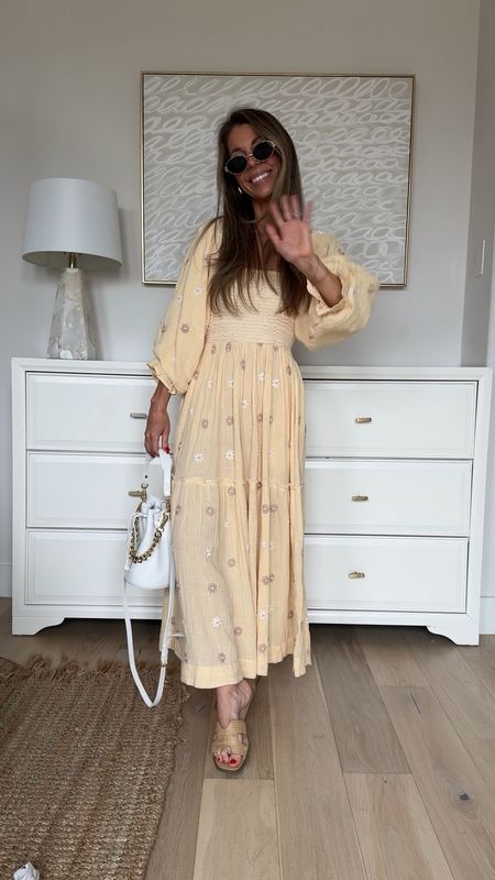 Easter outfit! Free people flowy dress perfect for family photos too! Tons of color options. In an XS. Use code NATALIE15 for my Gigi New York bag! 

#LTKstyletip #LTKSeasonal #LTKfindsunder100