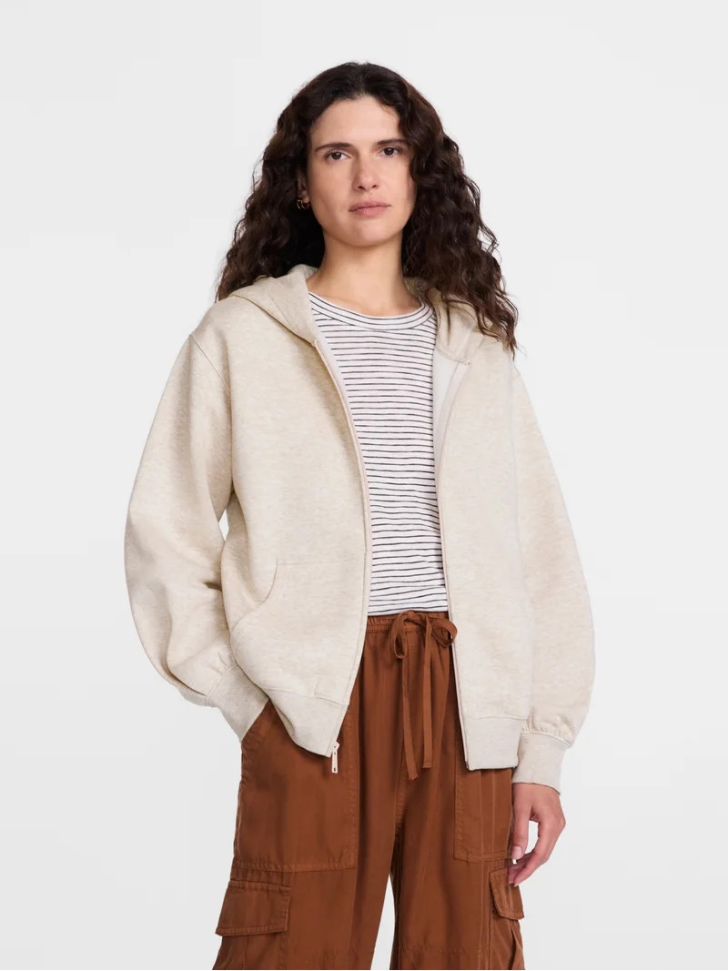 Scenario Women's and Women's Plus Zip Front Fleece Hoodie Jacket, Sizes XS-4X | Walmart (US)