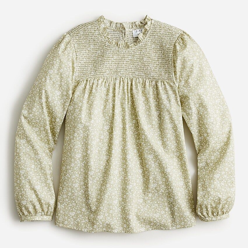 Smocked button-back top in Liberty® Capel floral organic cotton | J.Crew US