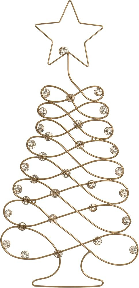 Red Co. Christmas Tree Card Holder Wall Mounted Decorative Rack in Old Gold Finish - 34" H | Amazon (US)