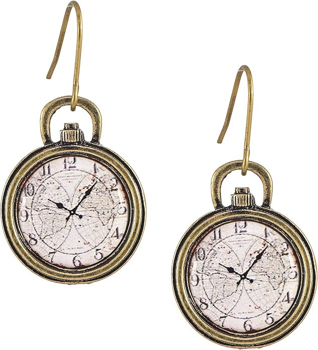 Whimsical Charm Dangle Earrings Eiffel Tower Pocket Watch (World Clock Pocket Watch) | Amazon (US)