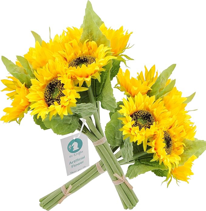 cn-Knight Artificial Flowers 2pcs 14'' Sunflower Bouquets with 7pcs Silk Flowers for Wedding Brid... | Amazon (US)