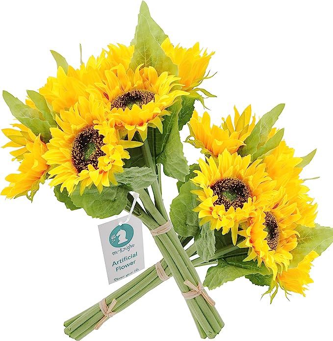 cn-Knight Artificial Flowers 2pcs 14'' Sunflower Bouquets with 7pcs Silk Flowers for Wedding Brid... | Amazon (US)