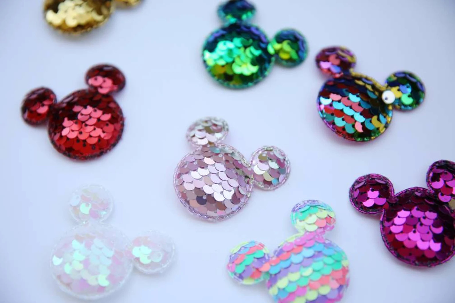 4 Pcs Mickey Mouse Glitter Sequin Padded Patches in Multiple Colors. Glitter Sequin Embellishment... | Etsy (US)