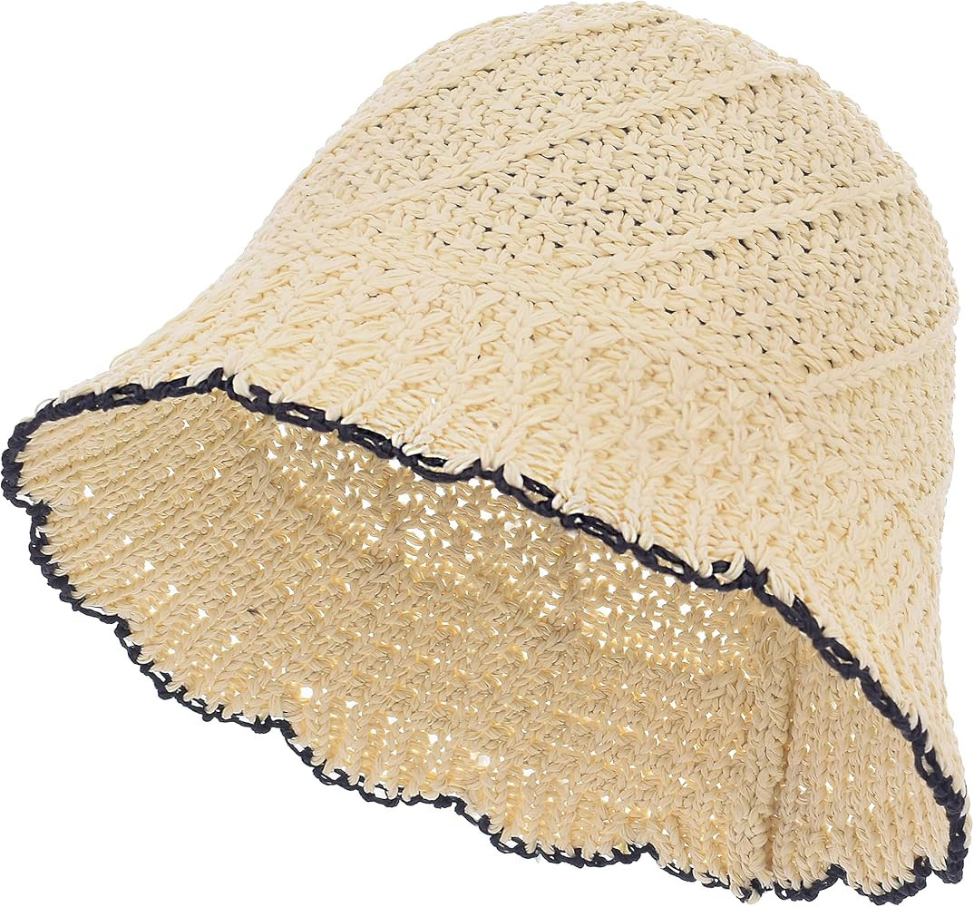 EINSKEY Women's Crochet Bucket Hat - UV Protection Lightweight Packable Faux Straw Sun Hat for Ou... | Amazon (US)