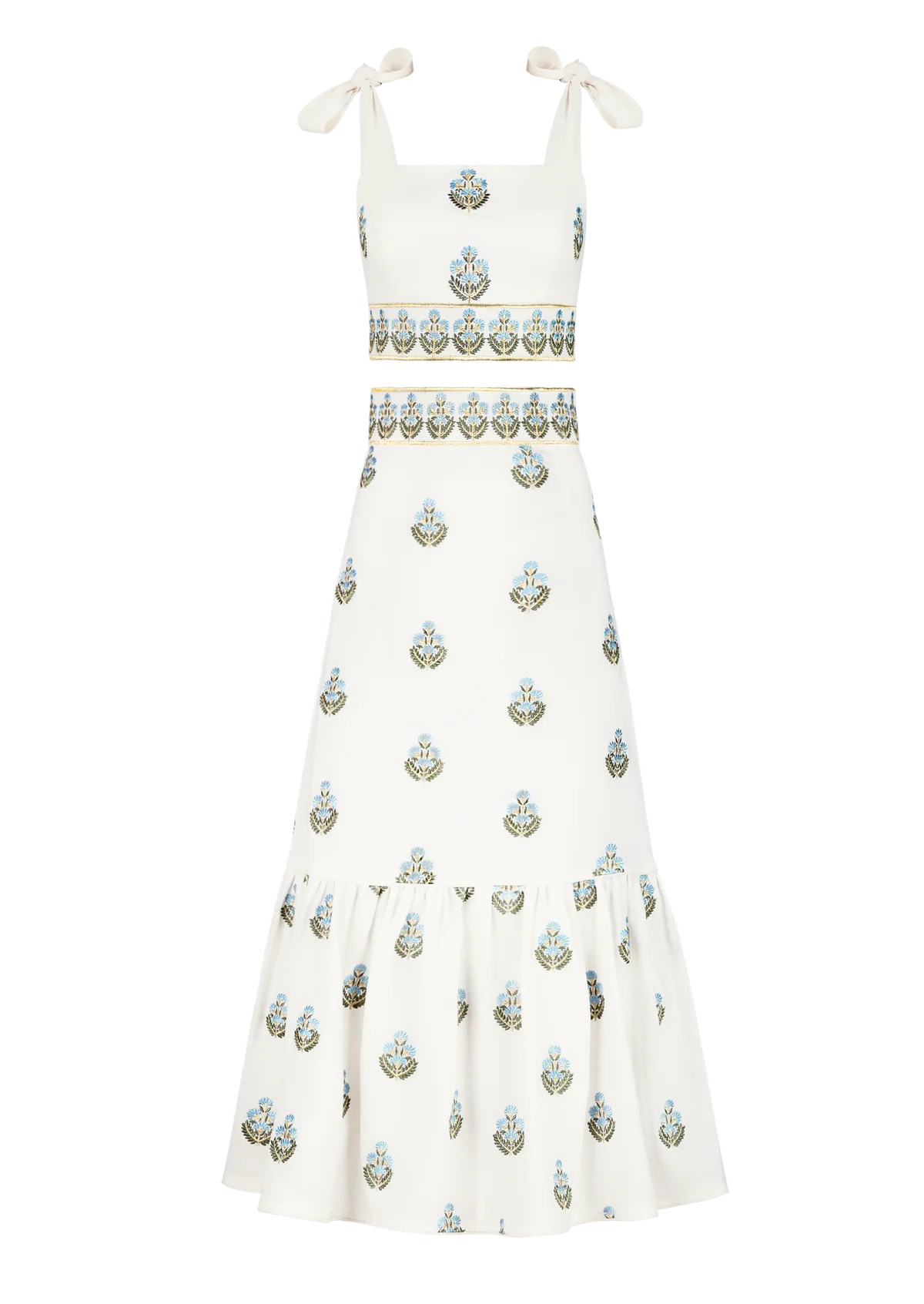 OTM Exclusive: Begum Set in Off-White & Blue | Over The Moon