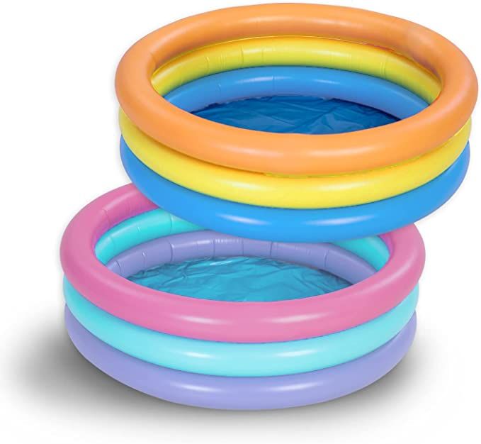 2 Packs 34'' Multicolor Inflatable Kiddie Pools, Baby Swimming Pool Set, Kids Summer Fun Water Po... | Amazon (US)