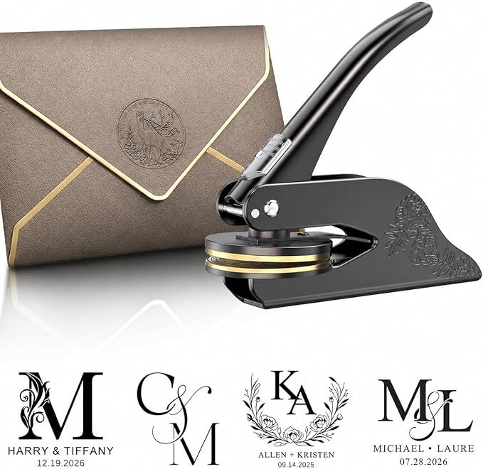Custom Embosser Wedding - Wedding Embosser Stamp for Card, Napkin, Invitation and Envelope, Perso... | Amazon (US)