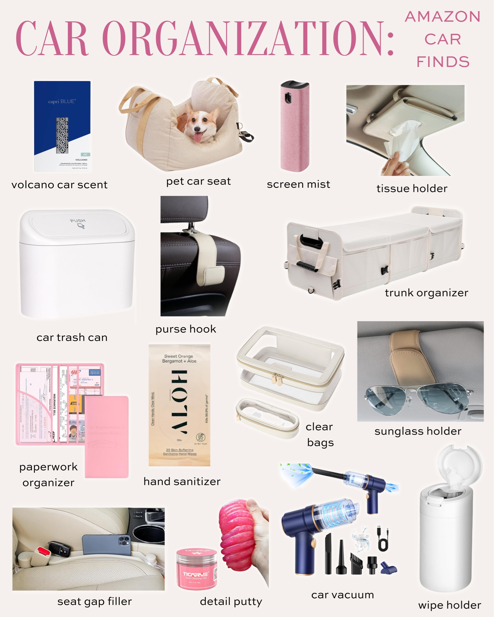 Car organization must haves! Everything else linked in the “car must haves🩷” product group

car accessories, car gadgets, car finds, car must haves, car emergency kit, car emergency bag, car emergency kit for women, car emergency bag for women, trunk organization, trunk organizer, car organization, car organizer, car cleaner, car inspo, car ideas, car must haves for women, amazon finds, amazon must haves, amazon car finds, amazon car accessories, amazon car organizer, amazon organization, amazon

#LTKTravel #LTKSeasonal #LTKFamily