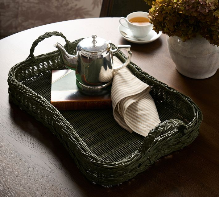 Chris Loves Julia Woven Handled Tray | Pottery Barn (US)