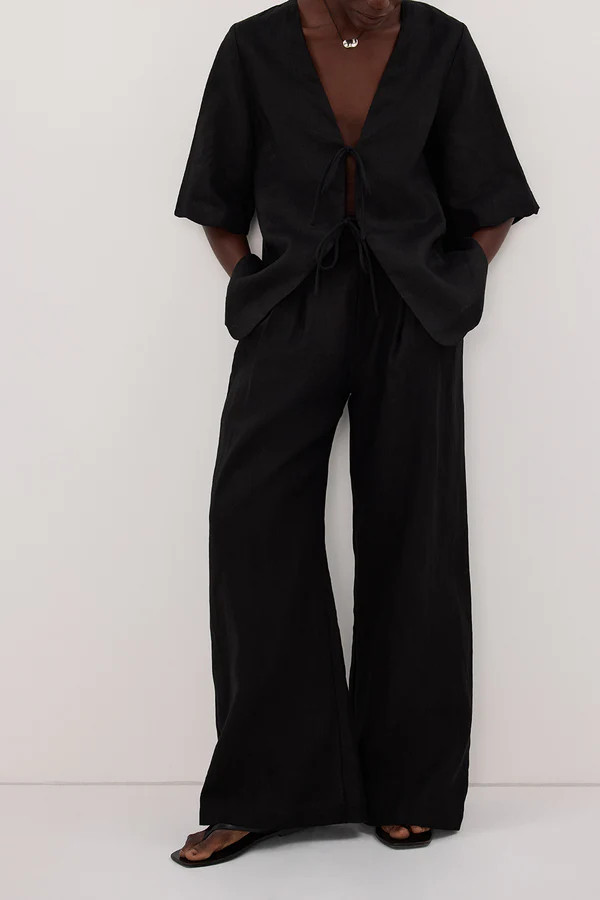 HOLDEN BLACK LINEN PANT | DISSH