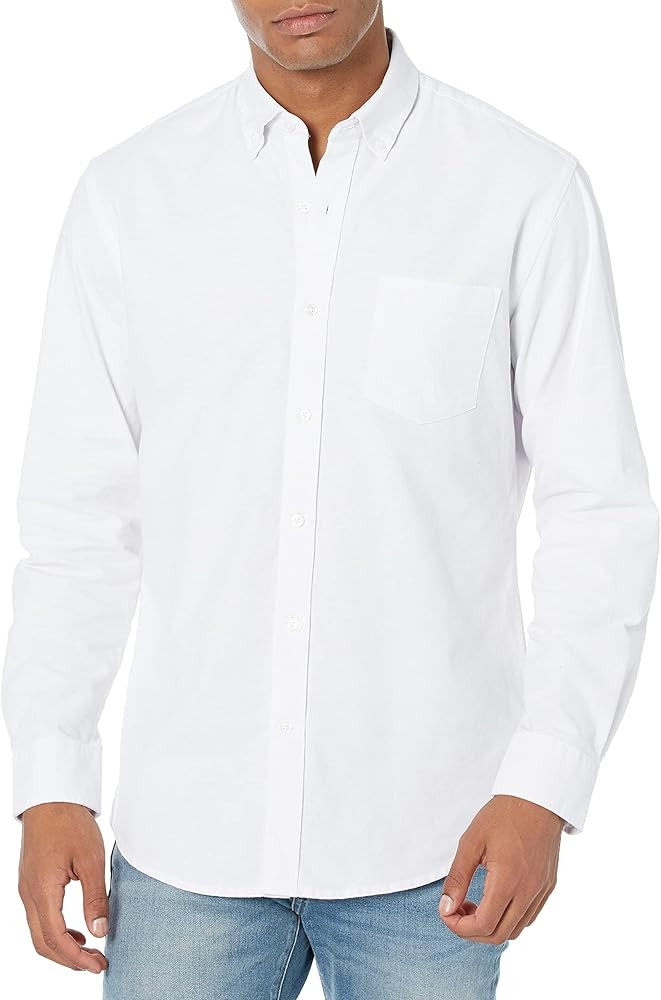Amazon Essentials Men's Regular-Fit Long-Sleeve Pocket Oxford Shirt | Amazon (US)