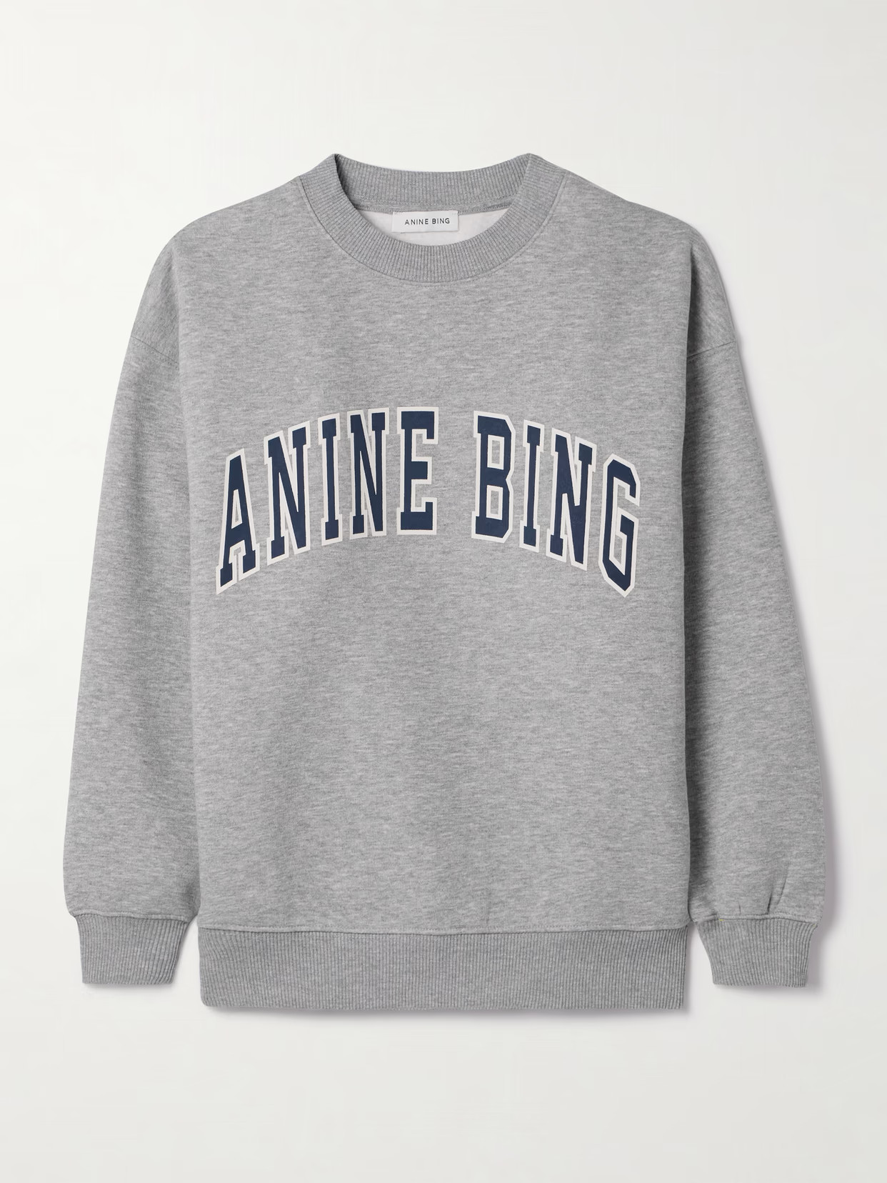 Anine Bing - Spencer Printed Cotton-blend Jersey Sweatshirt - Gray | NET-A-PORTER (US)