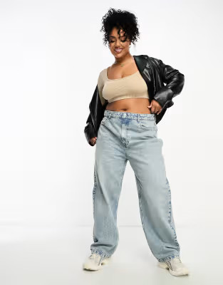 ASOS DESIGN Curve balloon jean in light blue | ASOS (Global)