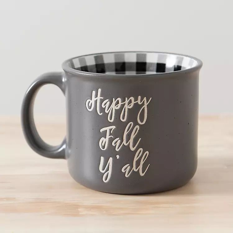 New! Gray Happy Fall Y'all Camper Mug | Kirkland's Home
