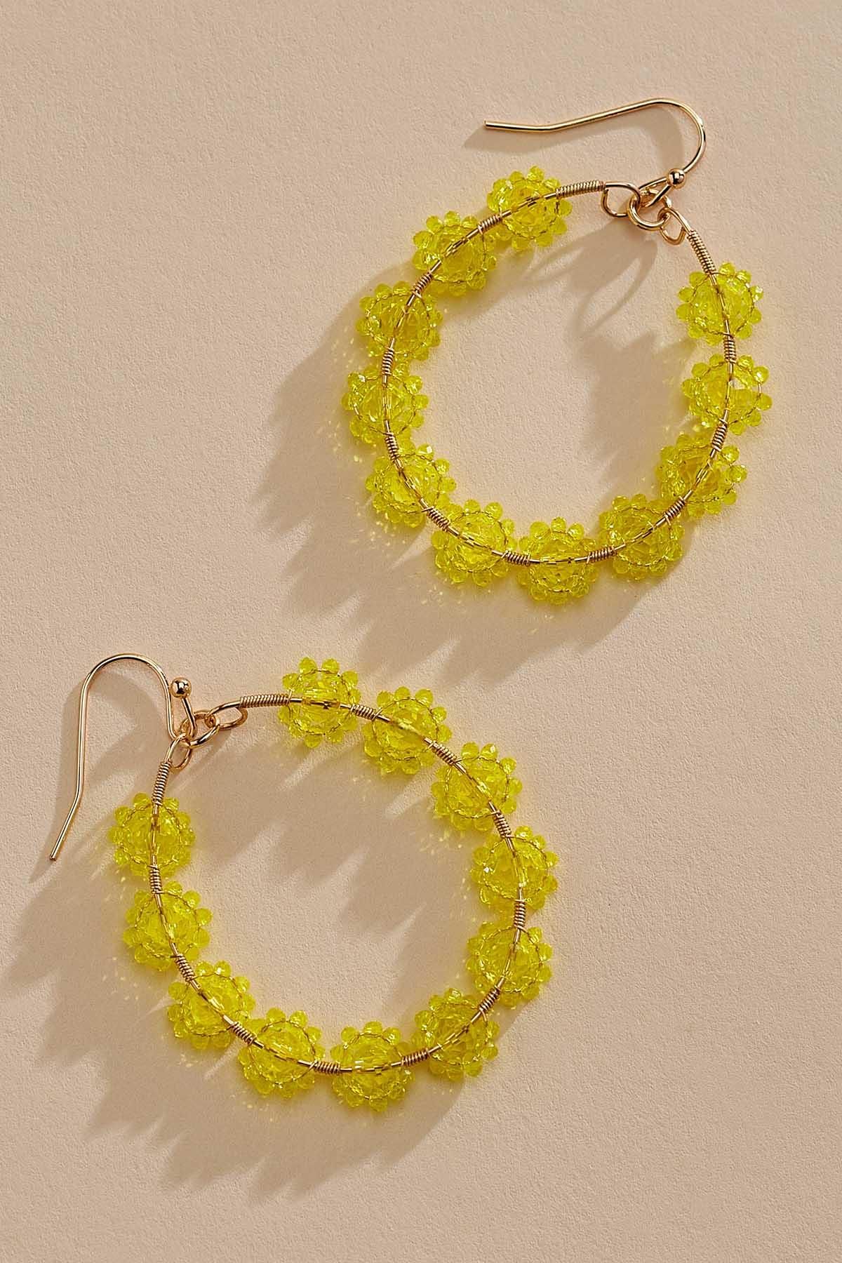yellow beaded dangle earrings | Versona