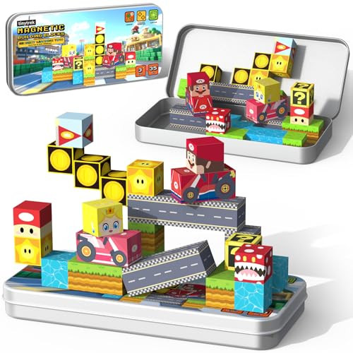 tinytrek 35 PCS Mini Magnetic Tiles Travel Set with Portable Iron Storage Box, STEM Educational Magnetic Building Blocks for Kids Ages 3-8, Montessori Sensory Toys Gifts for Toddler, Boys & Girls | Amazon (US)