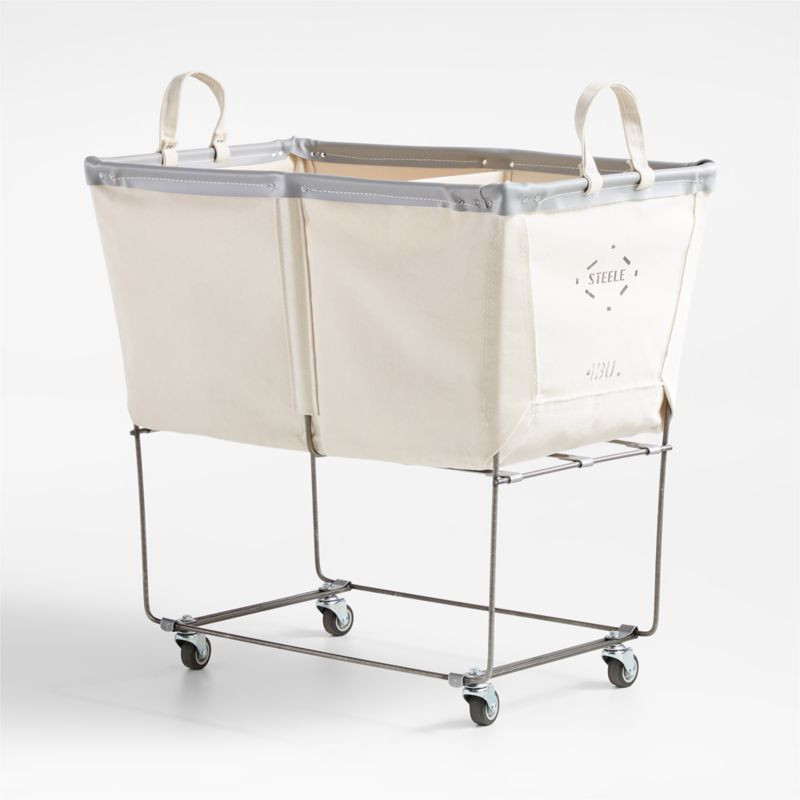 Steele Canvas 4-Bushel Divided Sorter Rolling Laundry Hamper + Reviews | Crate & Barrel | Crate & Barrel