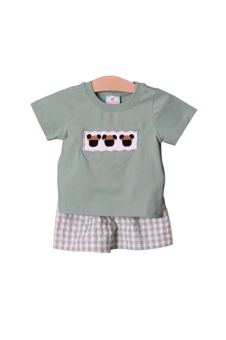 Smocked Safari Gingham Mouse Short Set | The Smocked Flamingo