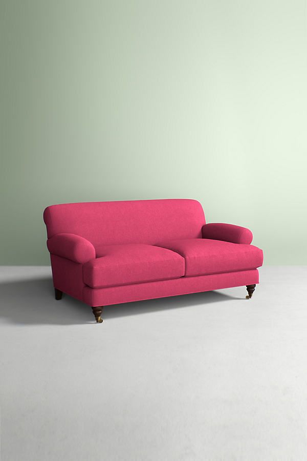 Willoughby Sofa, Performance Wool with Hickory Leg - Pink | Anthropologie (UK)