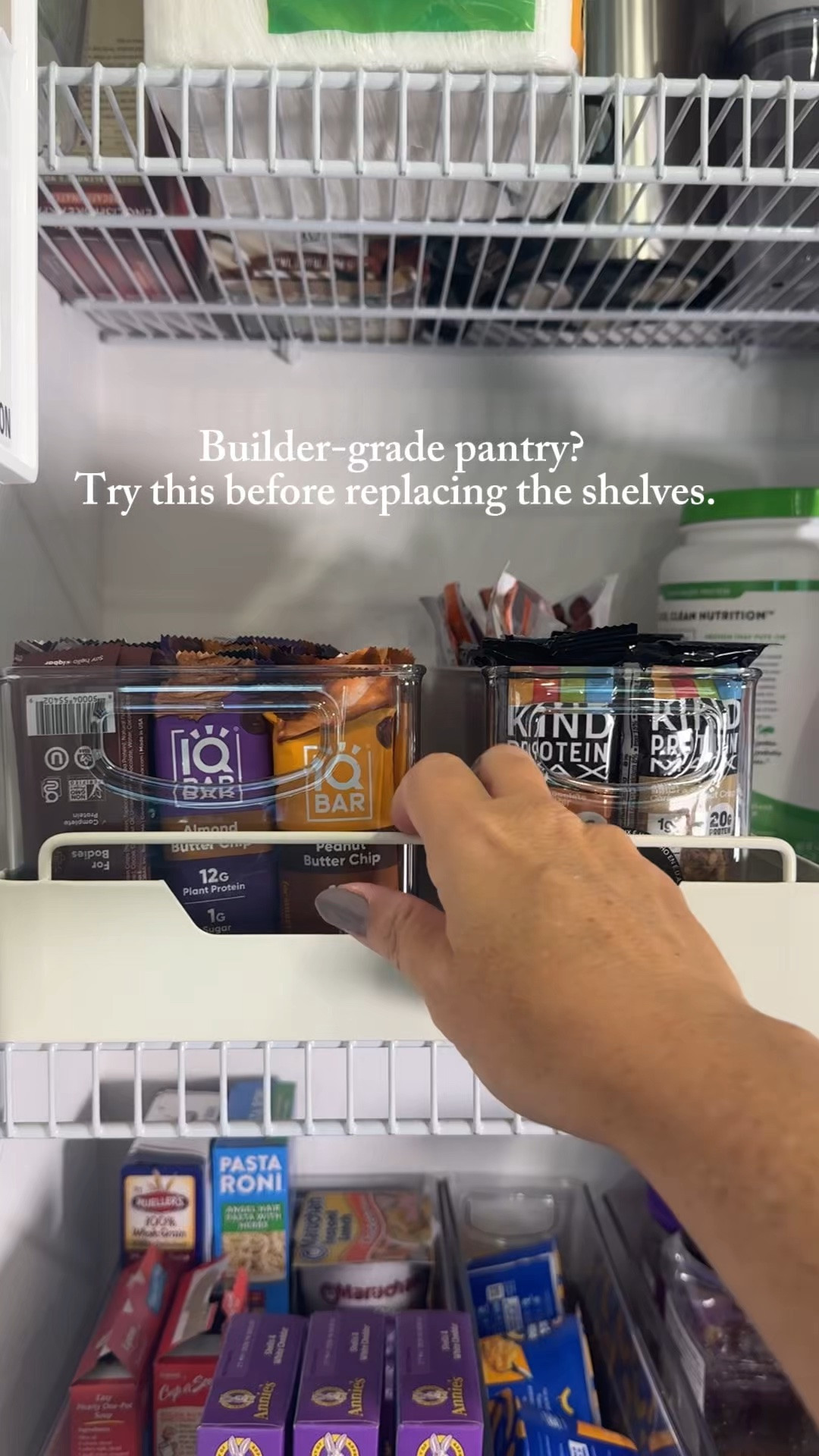 Before you replace your pantry shelves, try this. 🙌🏻

We wanted pull-out pantry drawers, but we didn’t want to rip out our builder-grade wire shelving.

Instead, my husband zip tied the rails of these metal pull-out drawers directly to the wire shelves, and they’ve worked beautifully. They slide in and out smoothly, and adding clear bins makes everything easier to see, organize, and grab.

It’s one of those simple upgrades that makes your pantry feel so much more functional without the cost of a full remodel.

I’ve linked the:
• Metal pull-out drawers
• Clear storage bins
• Zip ties

Save this for the next time you’re organizing your pantry. 🏡

#LTKHome