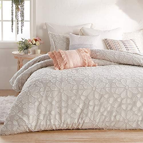 Peri Home 100% Cotton Face Microfiber Reverse Clipped Jacquard Floral 3-Piece Comforter and Sham Set | Amazon (US)