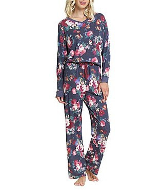 HONEYDEW Star Seeker Long Sleeve V-Neck Lightweight Brushed Jersey Knit Floral Print Long Pajama Set - M | Dillard's