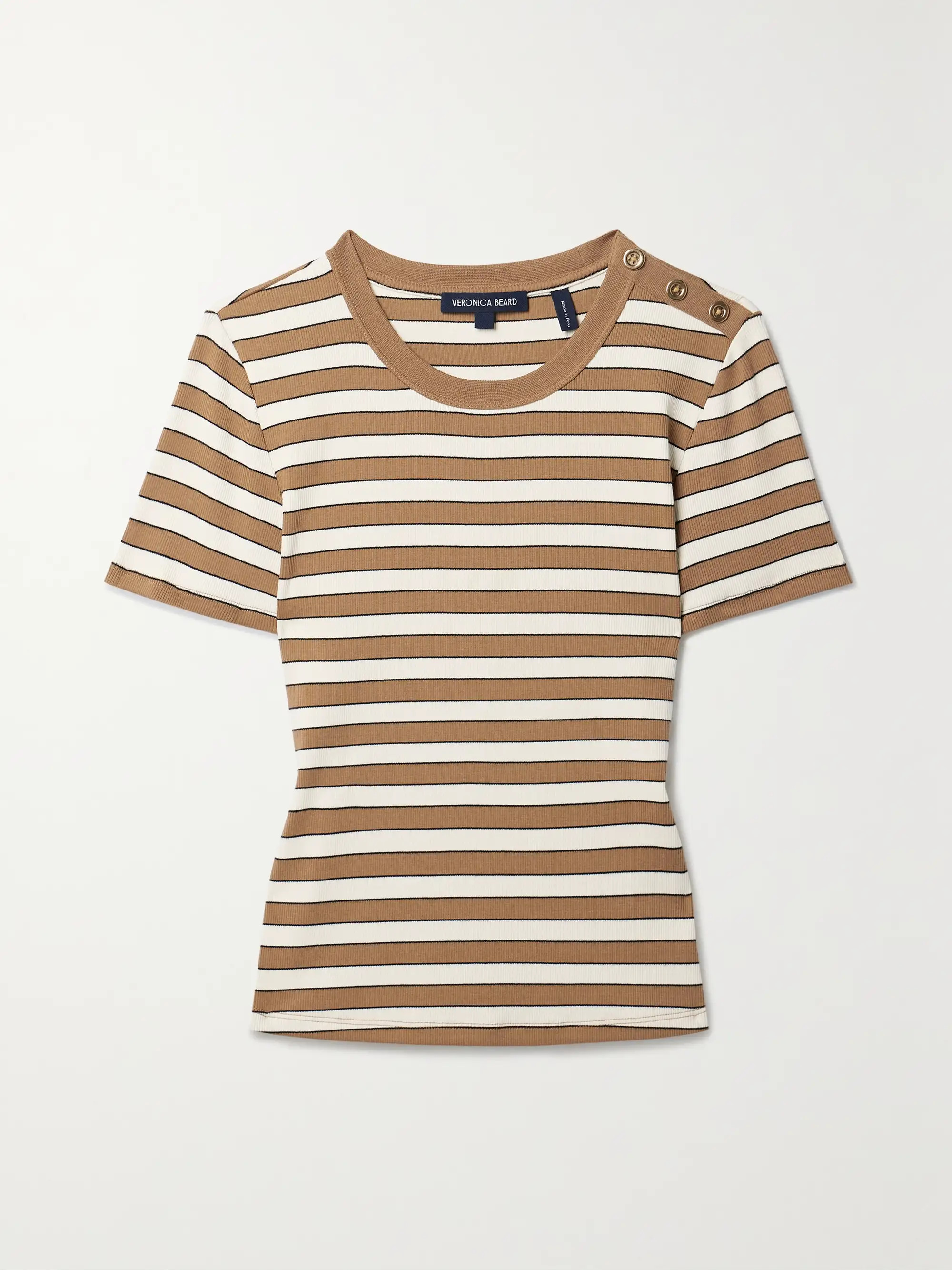 Draya button-embellished striped stretch cotton-jersey T-shirt | NET-A-PORTER (US)