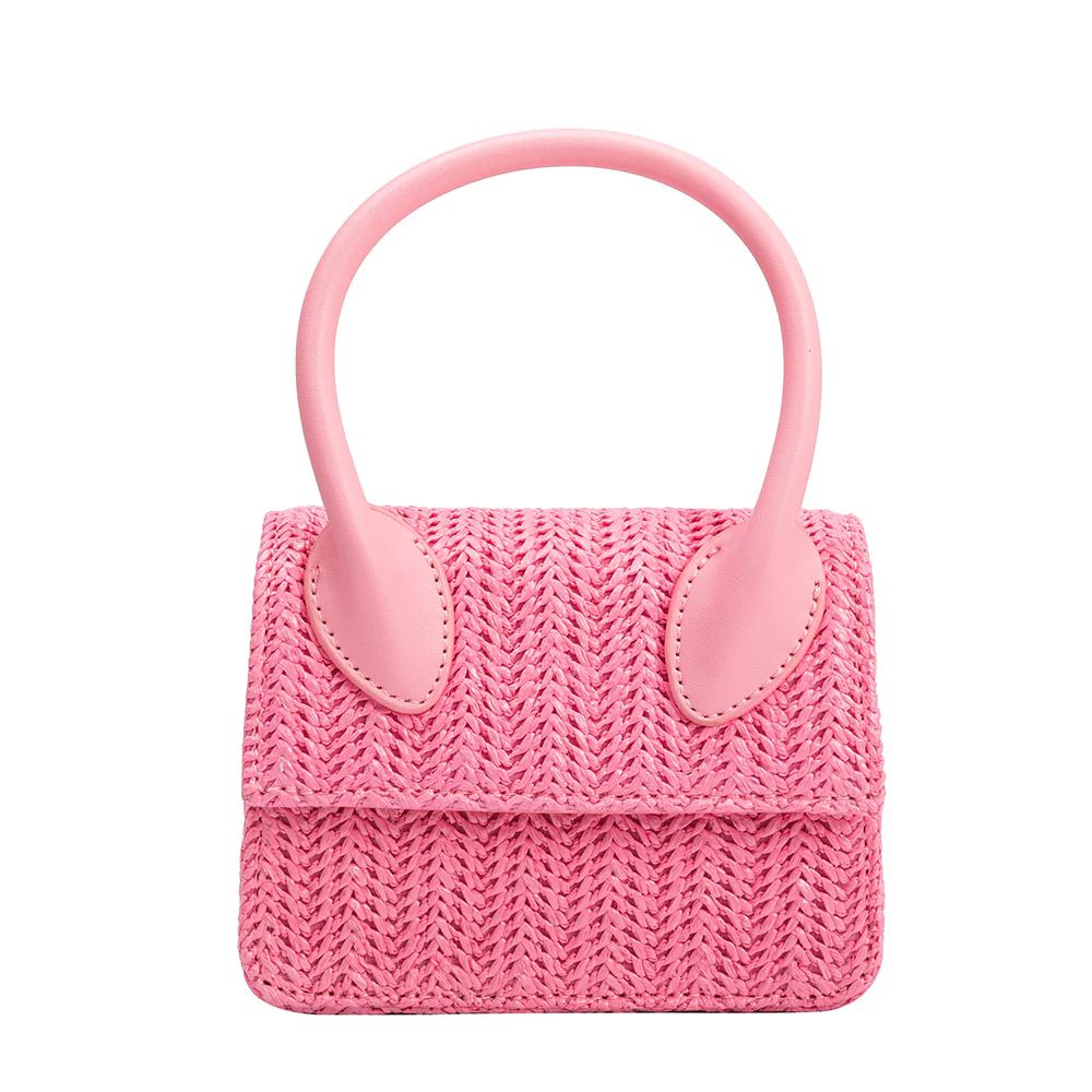 Pink Tyla Mini Straw Top Handle Bag | Melie Bianco | Melie Bianco