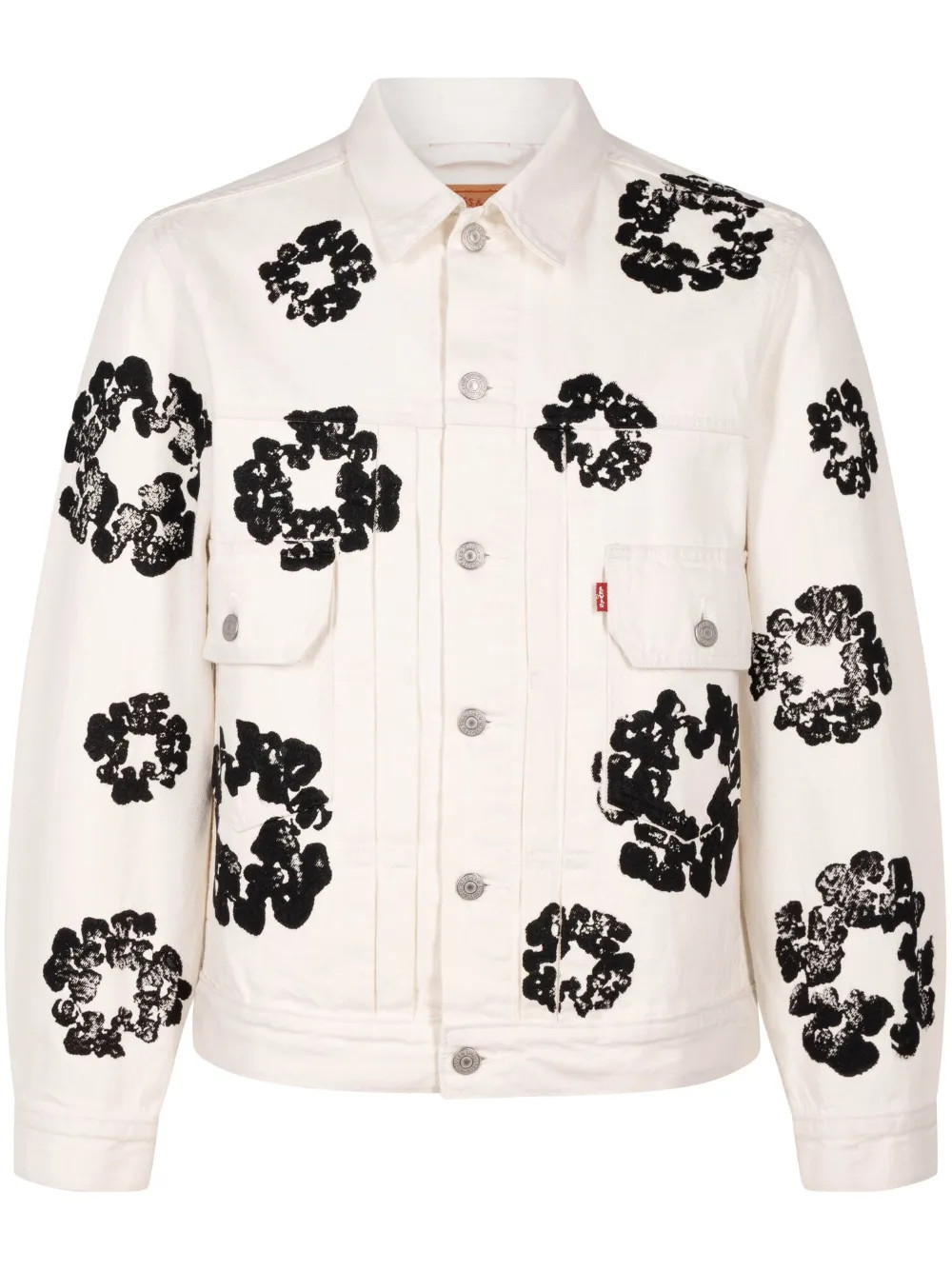Denim Tears x Levi's wreath-print denim jacket - White | Farfetch Global