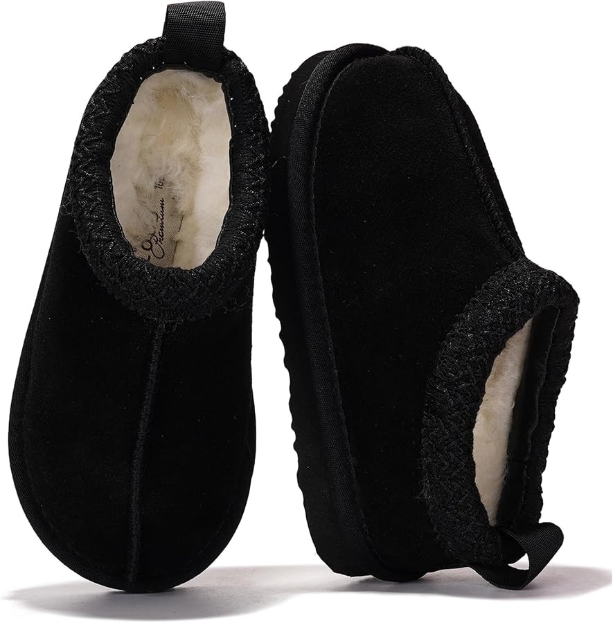 Project Cloud 100% Genuine Leather & Australian Shearling Slippers for Kids - Memory Foam Fuzzy &... | Amazon (US)