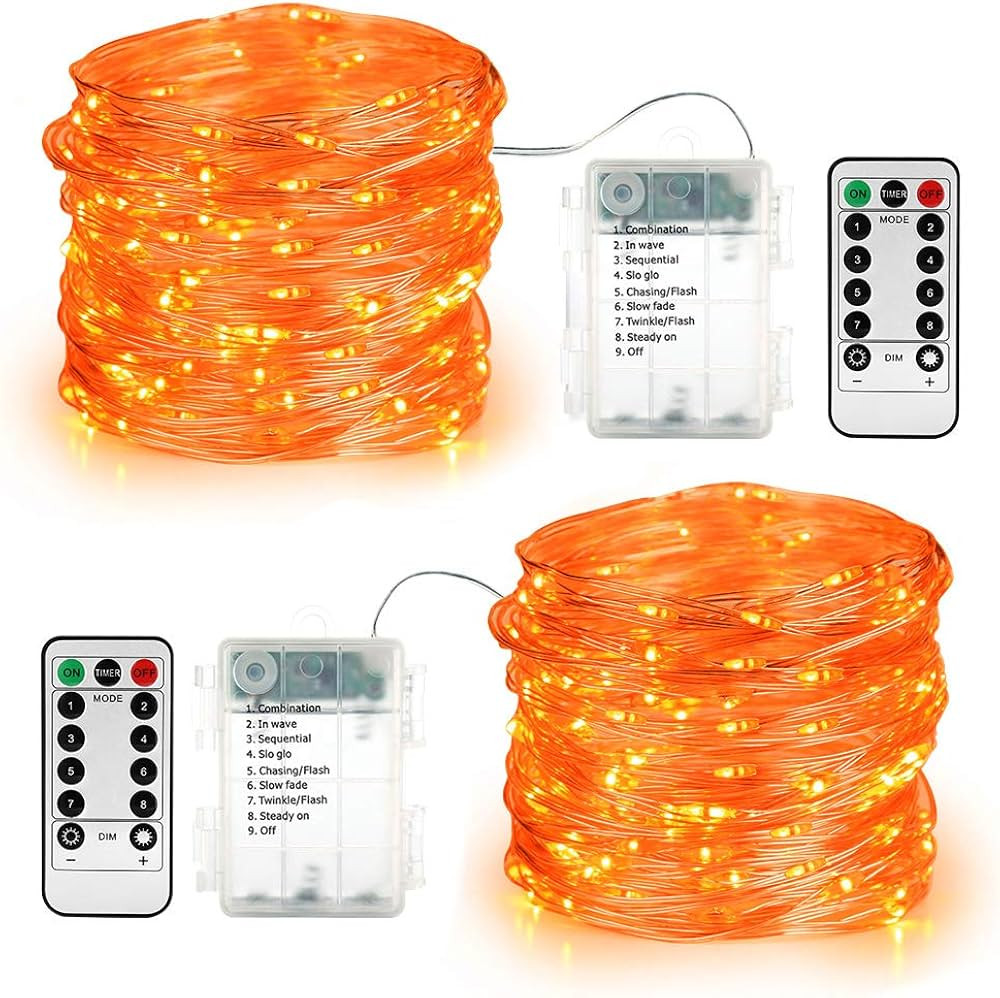 BrizLabs Orange Fairy Lights, 19.47ft 60 LED Orange String Lights, 8 Modes Battery Orange Hallowe... | Amazon (US)