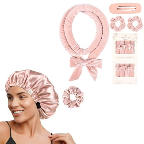 YANIBEST Heatless Curl Overnight Set with Hair Scrunchies Clip and Satin Bonnet | Amazon (US)