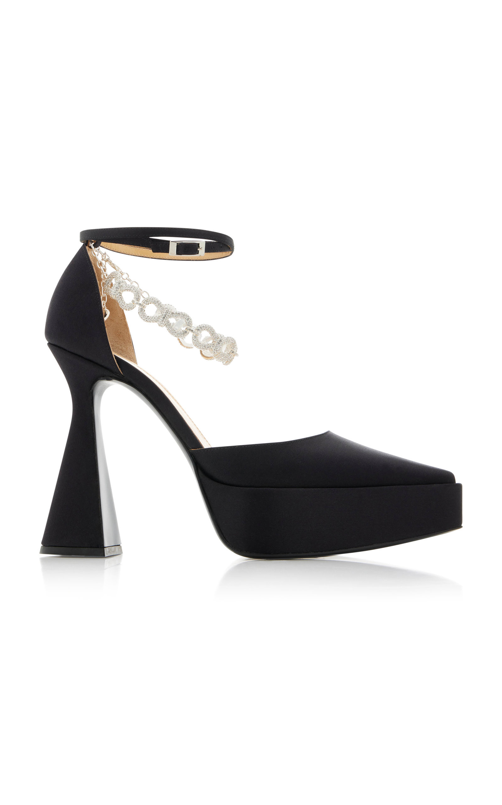 Bow Chain Satin Platform Pumps | Moda Operandi (Global)