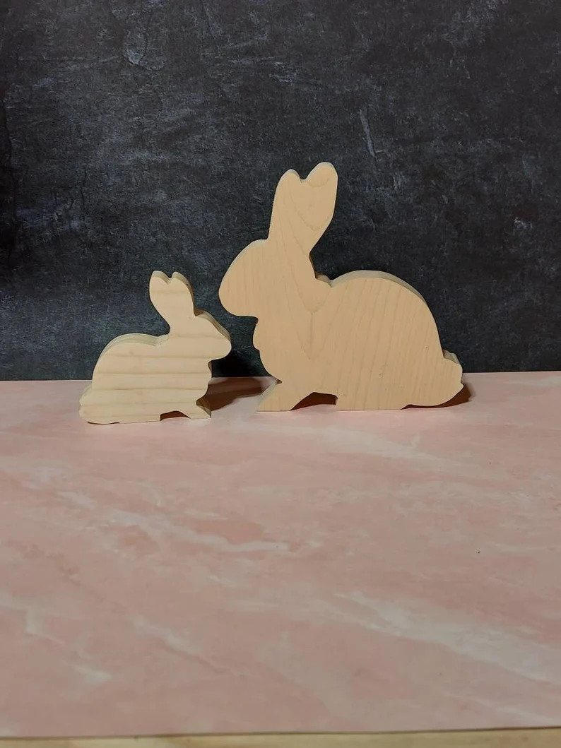 unfinished wood Easter bunny, wooden Easter bunny, wooden Easter tier tray cutouts, DIY Easter ti... | Etsy (US)