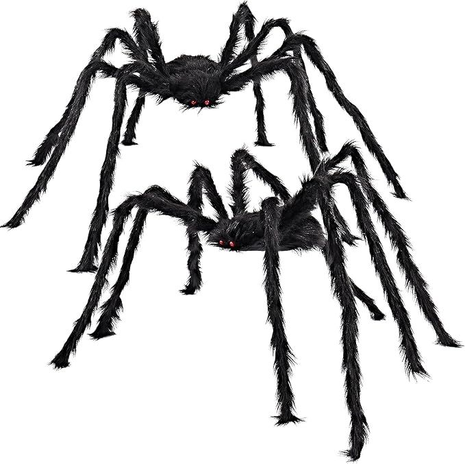 JOYIN 2 Pack 5 Ft. Halloween Outdoor Decorations Black Scary Giant Fake Hairy Spider Props for Ya... | Amazon (US)