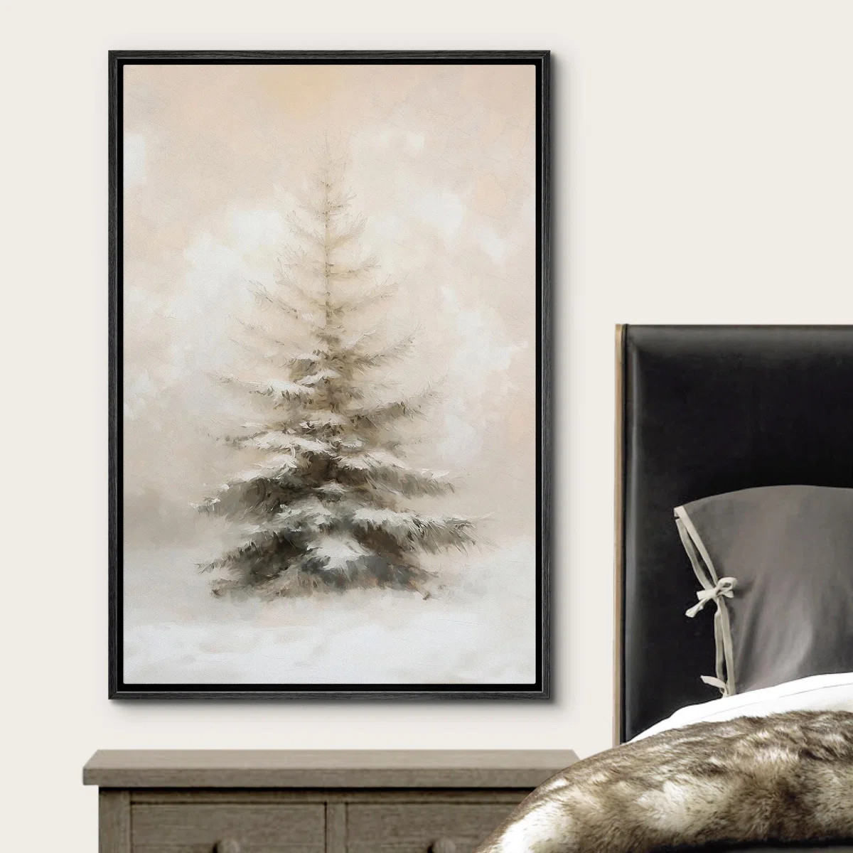 IDEA4WALL Winter Pine Forest Snowy Landscape Antique Rustic Christmas Painting Vintage Farmhouse ... | Wayfair North America