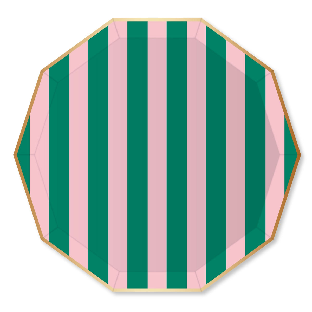Pink & Green Cabana Stripe Large Paper Plates | Ellie and Piper