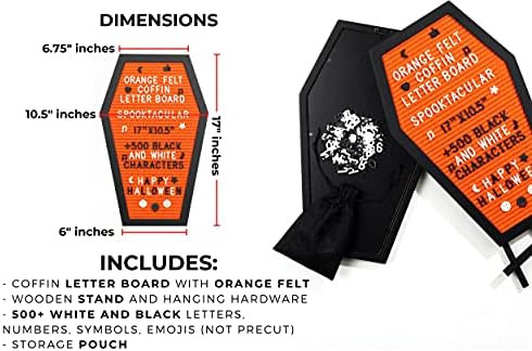 Nomnu Orange Felt Coffin Letter Board - Halloween Decor Message Board - Spooky Gothic Style - 17x... | Amazon (US)