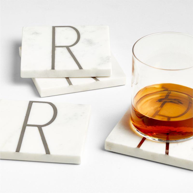 Marble "R" Monogram Coasters, Set of 4 + Reviews | Crate & Barrel | Crate & Barrel