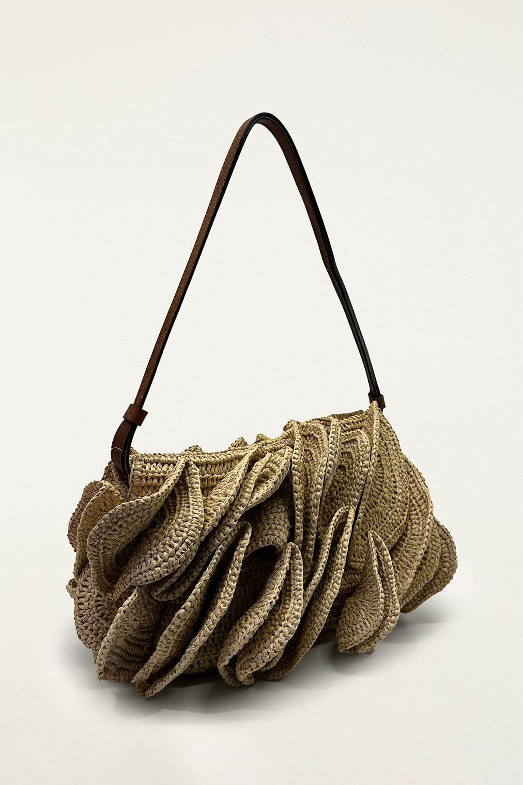Beige Raffia Shoulder Flower Bag | FARM Rio | FarmRio (US)