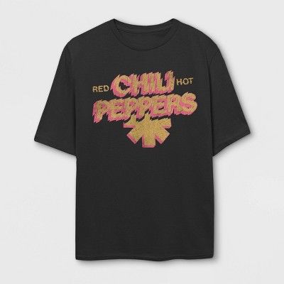 Women's Red Hot Chili Peppers Short Sleeve Oversized Graphic T-Shirt - Black | Target