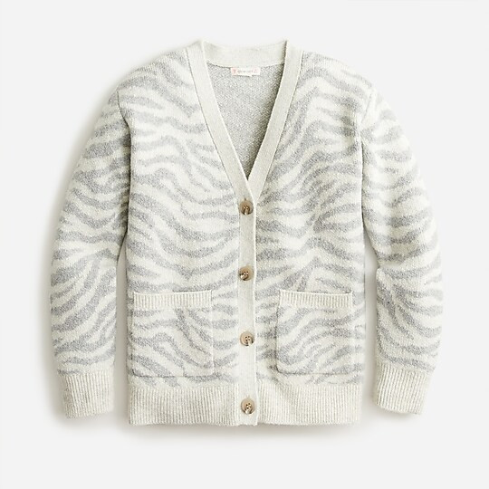 Girls' cotton cardigan sweater in zebra stripe | J. Crew US
