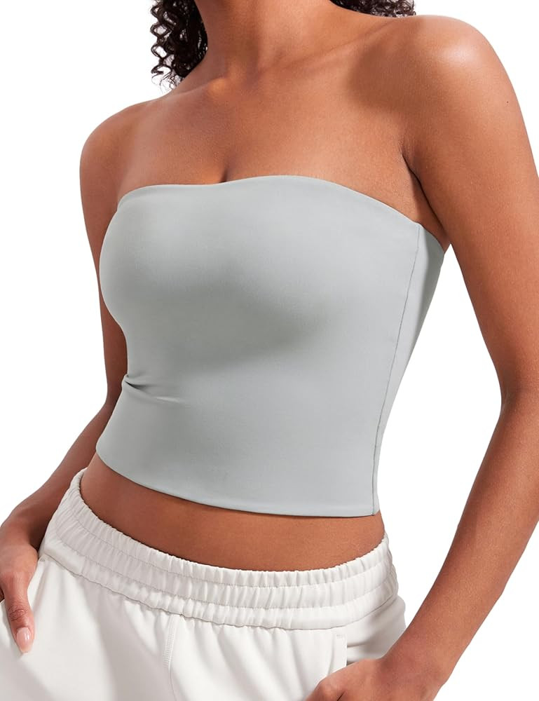 CRZ YOGA Butterluxe Double Lined Tube Tops for Women - Going Out Casual Tank Bandeau Crop Straple... | Amazon (US)