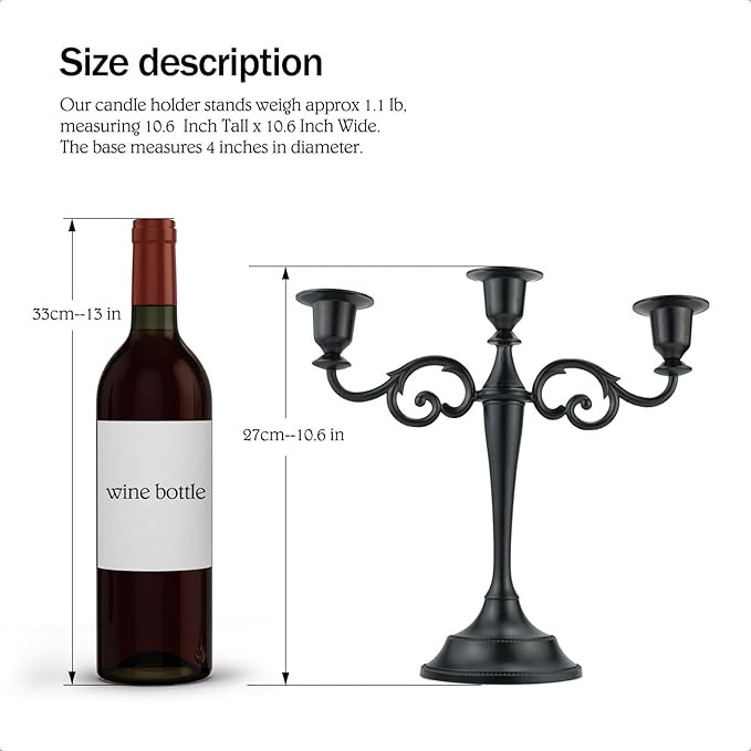 3 Metal Candelabra – Candlesticks Holder for Formal Events, Wedding, Church, Holiday Décor, Ha... | Amazon (US)