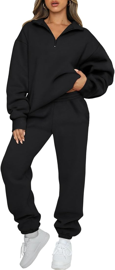 AUTOMET Womens 2 Piece Outfits Long Sleeve Sweatsuits Sets Half Zip Sweatshirts with Joggers Swea... | Amazon (US)
