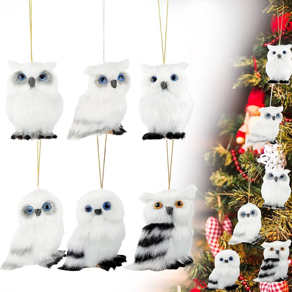 Plush Woodland Animal Ornaments Faux Fur Owl Christmas Ornaments Cute Owl Christmas Tree Hanging ... | Amazon (US)