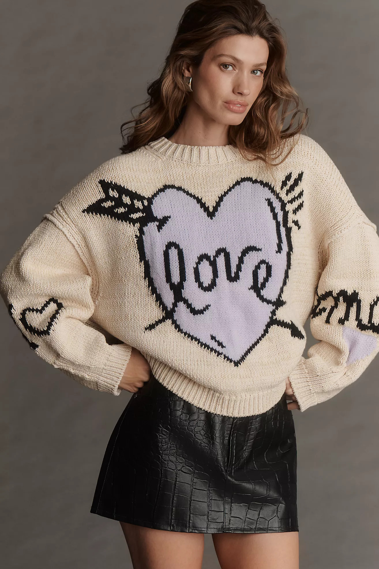 Maeve Lovestruck Long-Sleeve Crew-Neck Sweater | Anthropologie (US)